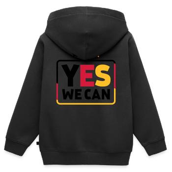 Yes we can Noir Rouge Or Allemagne fans de football - Sweat Premium à capuche zippé enfant bio - noir - Dos - AI Model Kid Male (0cm)
