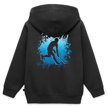 Floorball Spieler Floorballer Salibandy Unihockey - Kinder Premium Organic Zip Hoodie - Schwarz - Hinten - AI Model Kid Male (0cm)