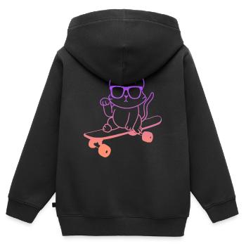 Skateboarder Cat Skating Skateboard - Kids Premium Organic Zip-up Hoodie - black - Back - AI Model Kid Male (0cm)