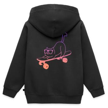 Skateboarding Cat Skating Skateboard - Kids Premium Organic Zip-up Hoodie - black - Back - AI Model Kid Male (0cm)