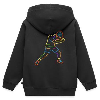 Padel tennis player colorful Padel tennis padel - Kids Premium Organic Zip-up Hoodie - black - Back - AI Model Kid Male (0cm)