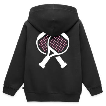 Padel Tennis Padel Raquette Femmes Padel - Sweat Premium à capuche zippé enfant bio - noir - Dos - AI Model Kid Male (0cm)