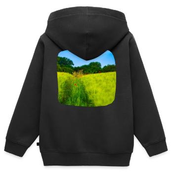 Feldweg im Frühling - Kinder Premium Organic Zip Hoodie - Schwarz - Hinten - AI Model Kid Male (0cm)