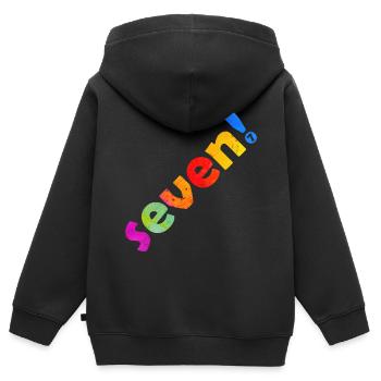 SIEBEN 7 JAHRE 7. GEBURTSTAG - Kinder Premium Organic Zip Hoodie - Schwarz - Hinten - AI Model Kid Male (0cm)
