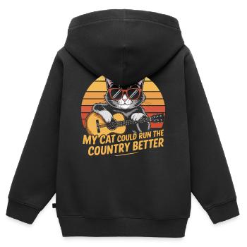 Meine Katze würde das Land besser regieren - Kinder Premium Organic Zip Hoodie - Schwarz - Hinten - AI Model Kid Male (0cm)