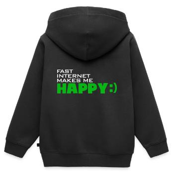 Internet fast-internet makes me happy - Heureux rapide - Sweat Premium à capuche zippé enfant bio - noir - Dos - AI Model Kid Male (0cm)