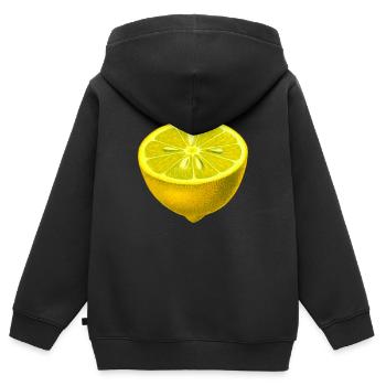 Zitrone - Kinder Premium Organic Zip Hoodie - Schwarz - Hinten - AI Model Kid Male (0cm)