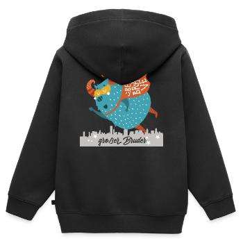großer Bruder Monster - Kinder Premium Organic Zip Hoodie - Schwarz - Hinten - AI Model Kid Male (0cm)