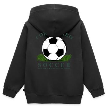 Coed Nackter Fußball - Kinder Premium Organic Zip Hoodie - Schwarz - Hinten - AI Model Kid Male (0cm)