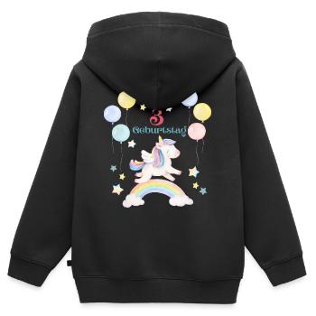 Einhorn Glück: Ein zauberhafter dritter Geburtstag - Kinder Premium Organic Zip Hoodie - Schwarz - Hinten - AI Model Kid Male (0cm)