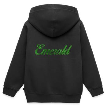 Texte stylisé émeraude - Sweat Premium à capuche zippé enfant bio - noir - Dos - AI Model Kid Male (0cm)