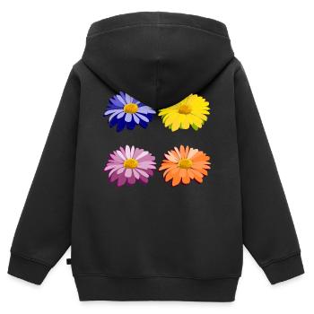 Blumen - Kinder Premium Organic Zip Hoodie - Schwarz - Hinten - AI Model Kid Male (0cm)