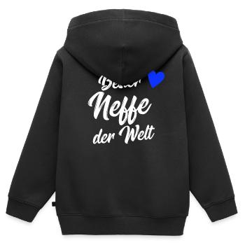 Neffe Geschenk | Bester Neffe der Welt - Kinder Premium Organic Zip Hoodie - Schwarz - Hinten - AI Model Kid Male (0cm)