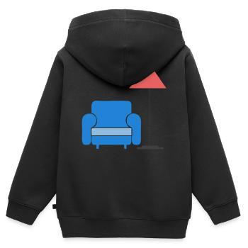 canapé canapé chaise chaise chaise table lamp lampe benc - Sweat Premium à capuche zippé enfant bio - noir - Dos - AI Model Kid Male (0cm)