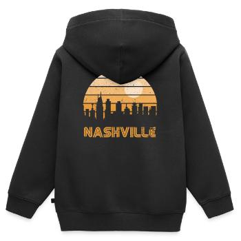 Rétro, coucher soleil, Nashville - Sweat Premium à capuche zippé enfant bio - noir - Dos - AI Model Kid Male (0cm)