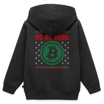 Ho Ho Hodl Bitcoin Noël laid Noël BTC - Sweat Premium à capuche zippé enfant bio - noir - Dos - AI Model Kid Male (0cm)