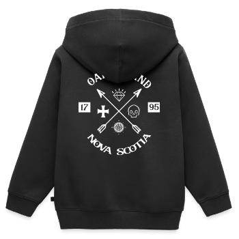 Oak Island Oneline Schatzjäger Pirateninsel Kanada - Kinder Premium Organic Zip Hoodie - Schwarz - Hinten - AI Model Kid Male (0cm)