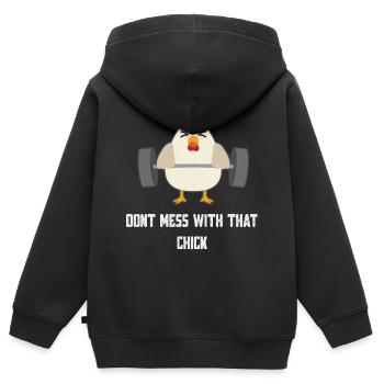 L'entraînement en force - Sweat Premium à capuche zippé enfant bio - noir - Dos - AI Model Kid Male (0cm)