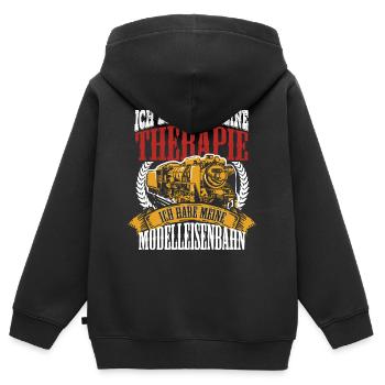 Modelleisenbahn Geschenk für Modelleisenbahner - Kinder Premium Organic Zip Hoodie - Schwarz - Hinten - AI Model Kid Male (0cm)