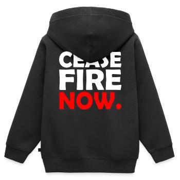 Ceasefire now - Kinder Premium Organic Zip Hoodie - Schwarz - Hinten - AI Model Kid Male (0cm)