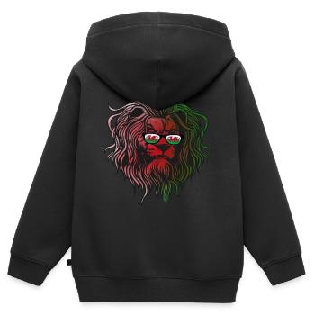 Wales - Kinder Premium Organic Zip Hoodie - Schwarz - Hinten - AI Model Kid Male (0cm)