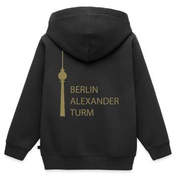 Funny Berlin TV Tower Parody Minimal - Kids Premium Organic Zip-up Hoodie - black - Back - AI Model Kid Male (0cm)