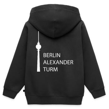 Lustiger Berlin Fernsehturm Parodie Minimal Silhou - Kinder Premium Organic Zip Hoodie - Schwarz - Hinten - AI Model Kid Male (0cm)