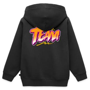 Équipe - Sweat Premium à capuche zippé enfant bio - noir - Dos - AI Model Kid Male (0cm)