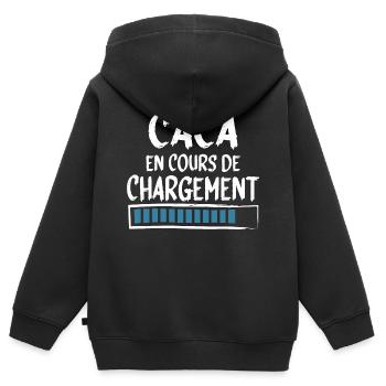 Caca Boudin Bébé Homme Femme Cadeau Humour - Sweat Premium à capuche zippé enfant bio - noir - Dos - AI Model Kid Male (0cm)