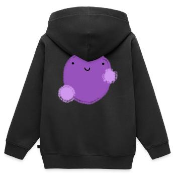 Figui (lila Kugel) - Kinder Premium Organic Zip Hoodie - Schwarz - Hinten - AI Model Kid Male (0cm)