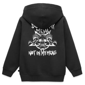 Vegan Metalhead. Death in metal, not in my meals - Kinder Premium Organic Zip Hoodie - Schwarz - Hinten - AI Model Kid Male (0cm)