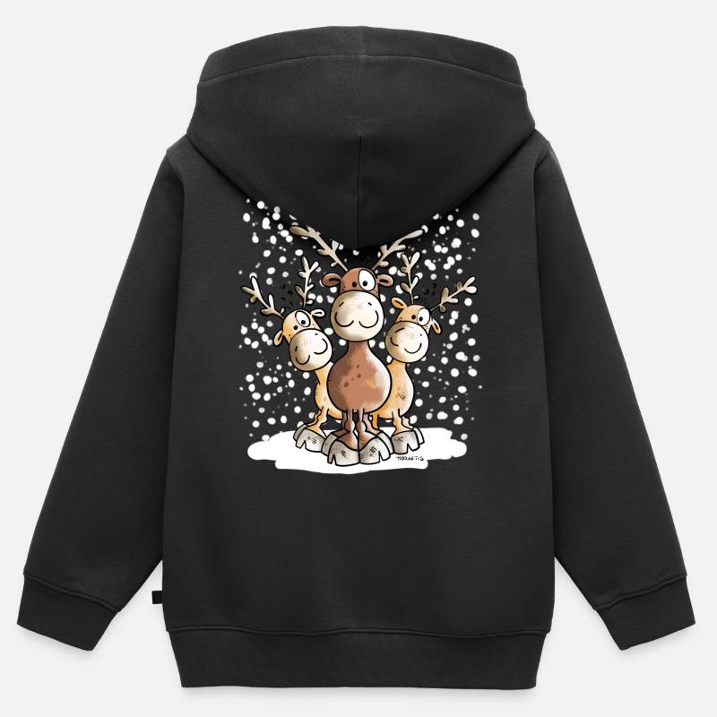 Alces alces - Sweat Premium à capuche zippé enfant bio - noir