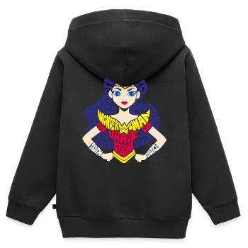 DC Super Hero Girls Wonder Woman Typografie - Kinder Premium Organic Zip Hoodie - Schwarz - Hinten - AI Model Kid Male (0cm)