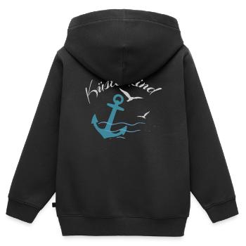 Küstenkind - Kinder Premium Organic Zip Hoodie - Schwarz - Hinten - AI Model Kid Male (0cm)
