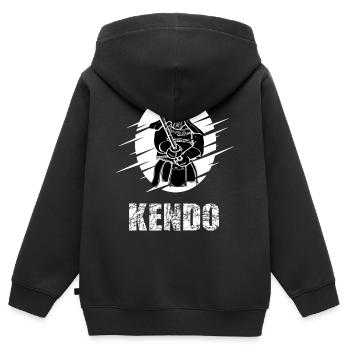 Kendo Kenjutsu Schwertkampf T Shirt für Kendoka - Kinder Premium Organic Zip Hoodie - Schwarz - Hinten - AI Model Kid Male (0cm)