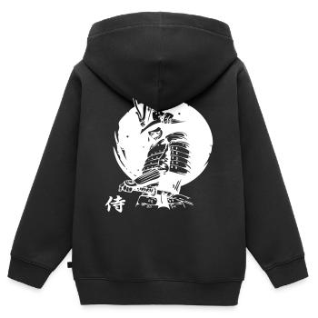 Japanischer Samurai - Kinder Premium Organic Zip Hoodie - Schwarz - Hinten - AI Model Kid Male (0cm)