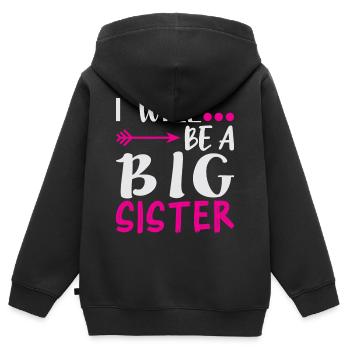 Je vais refroidir une grande soeur - Sweat Premium à capuche zippé enfant bio - noir - Dos - AI Model Kid Male (0cm)