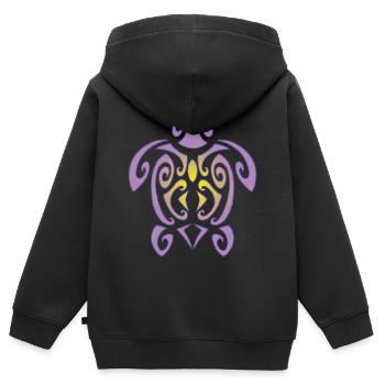 Tortue de Polynésie - Sweat Premium à capuche zippé enfant bio - noir - Dos - AI Model Kid Male (0cm)