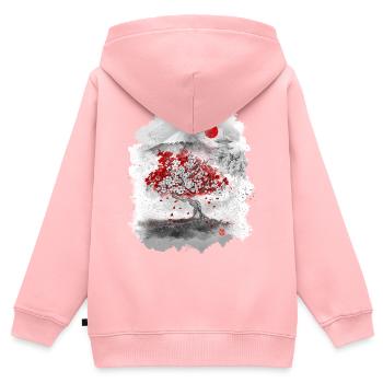 Mount Fuji behind a cherry tree - Kids Premium Organic Zip-up Hoodie - rose - Back - AI Model Kid Female (0cm)