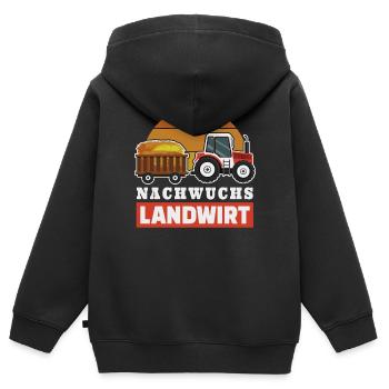 NACHWUCHS LANDWIRT TRAKTOR KINDER BUBEN GESCHENK - Kinder Premium Organic Zip Hoodie - Schwarz - Hinten - AI Model Kid Male (0cm)