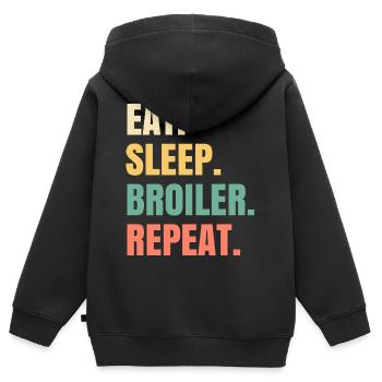 Eat Sleep Broiler Repeat Brathähnchen - Kinder Premium Organic Zip Hoodie - Schwarz - Hinten - AI Model Kid Male (0cm)