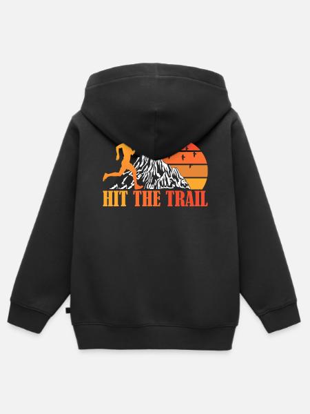 Hit The Trail -Trail Runner Running - Premium børne zip-hættetrøje økologisk - sort