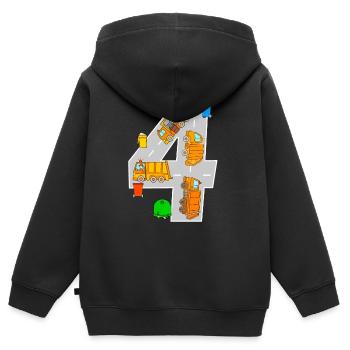 Ramassage des ordures-ménagères 4e anniversaire - Sweat Premium à capuche zippé enfant bio - noir - Dos - AI Model Kid Male (0cm)