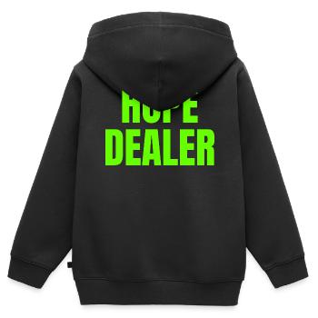 Hope Dealer - Christian Zitate - Kinder Premium Organic Zip Hoodie - Schwarz - Hinten - AI Model Kid Male (0cm)