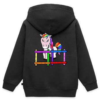 Für Kinder grimmiges Einhorn Emotion Gefühle Wut - Kinder Premium Organic Zip Hoodie - Schwarz - Hinten - AI Model Kid Male (0cm)