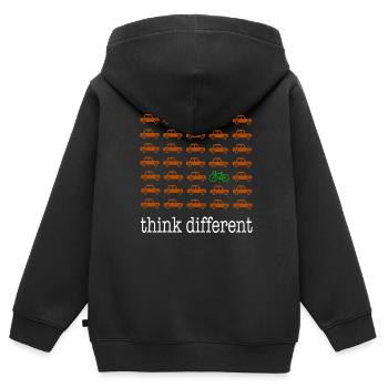 Pensez différemment - Sweat Premium à capuche zippé enfant bio - noir - Dos - AI Model Kid Male (0cm)