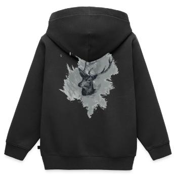 Hirschkopf - Prachtexemplar - Kinder Premium Organic Zip Hoodie - Schwarz - Hinten - AI Model Kid Male (0cm)