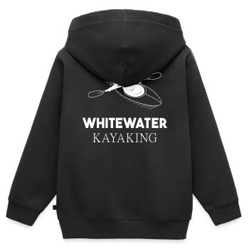 Kayak en eaux vives - Sweat Premium à capuche zippé enfant bio - noir - Dos - AI Model Kid Male (0cm)