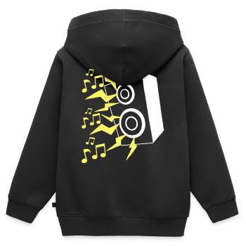 Lautsprecher und Musik - Kinder Premium Organic Zip Hoodie - Schwarz - Hinten - AI Model Kid Male (0cm)