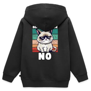 Grump Cat - Before You Ask No - Cynical Saying - Kids Premium Organic Zip-up Hoodie - black - Back - AI Model Kid Male (0cm)